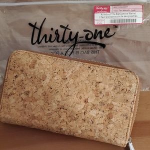 Thirty One Wallet in Tan Metallic Cork
